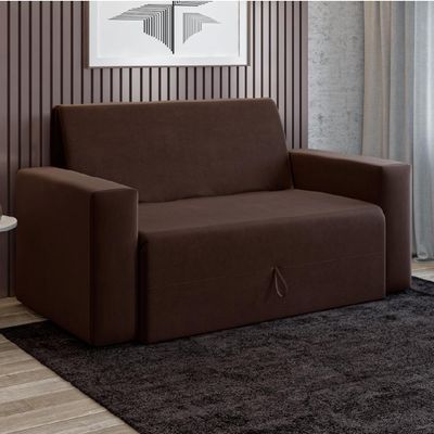 Sofá-cama 2 Lugares Pratik 5000 Mamflex Marrom Suede Marrom
