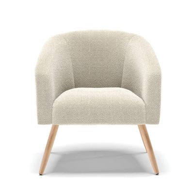 Kit 1 Sofá Namoradeira E 2 Poltronas Stella Bouclê Pés Palito Natural D'rossi Cor Bege