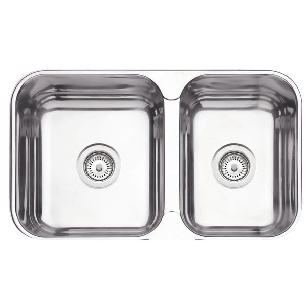 Cuba Tramontina Isis 2C 34 28 BS Perfecta em Aço Inox Polido 69 x 40, Cesto Coador, Tábua e Escorredor de Pratos