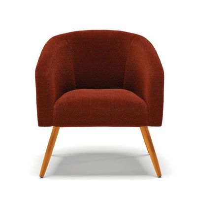 Kit 1 Sofá Namoradeira E 2 Poltronas Stella Bouclê Terra Pés Palito Castanho D'rossi