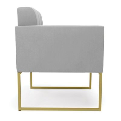 Kit 1 Sofá Namoradeira E 2 Poltronas Elisa Suede Cinza Base Metálica Industrial Dourada D'rossi