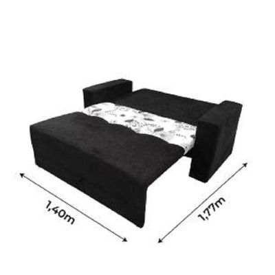 Sofá-cama 2 Lugares Pratik 5000 Mamflex Preto / Cinza Floral Preto / Cinza