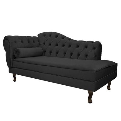 Kit Diva Recamier Diana 160cm Lado Direito e 01 Poltrona Classic Linho Cinza Escuro