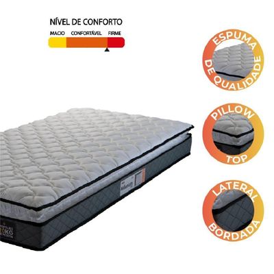 Colchão Solteiro Espuma D33 Pillow Top Millenium 88x188x19cm