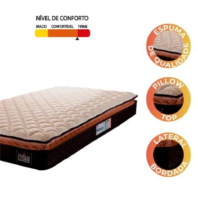 Colchão Solteiro Espuma D33 Pillow Top Millenium 88x188x19cm