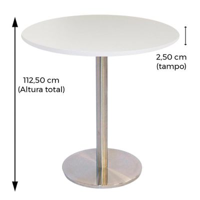 Mesa Bistrô Beta 112,50 Cm (Altura) Com Tampo Em Mdp Redonda 80 Cm Branco