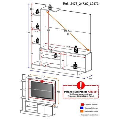 Estante com Painel TV até 55" 2 Portas Porto Multimóveis