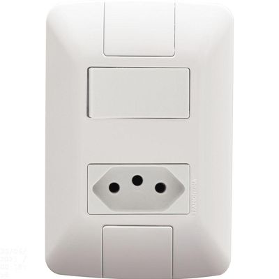 Conjunto 4x2 Com 1 Interruptor Simples 6 A 250 V E 1 Tomada 2p+t 20 A 250 V Aria Branco