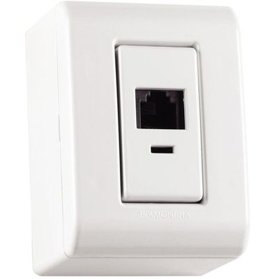 Caixa De Sobrepor Com 1 Tomada Rj45 Cat.6 Tramontina Lizflex Branca Tramontina