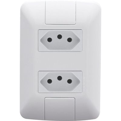 Conjunto 4x2 Com 2 Tomadas 2p+t Tramontina Aria 20 A 250 V Branco Tramontina