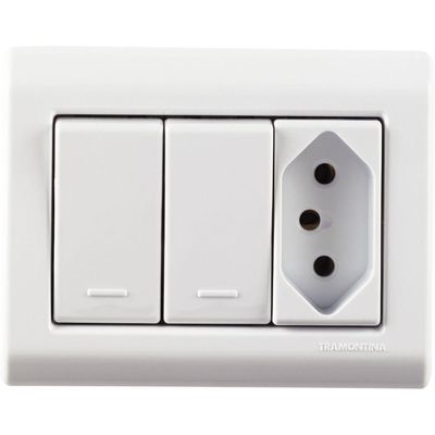 Caixa De Sobrepor Com 2 Interruptores Simples 10 A 250 V E 1 Tomada 2p+t 10 A 250 V Lizfl