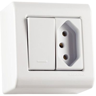 Caixa De Sobrepor Com 1 Interruptor Simples 10 A 250 V E 1 Tomada 2p+t 10 A 250 V Lizflex