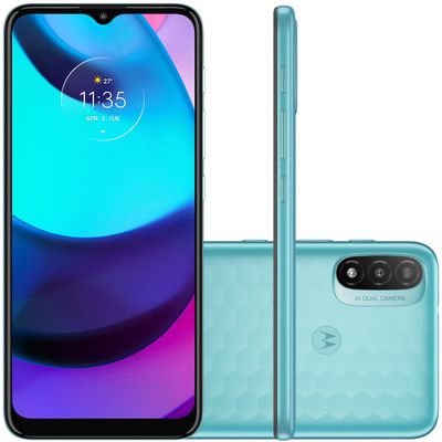 Celular Motorola Moto E20 Azul 32GB Tela 6.5" 2GB RAM Câmera Dupla 13MP + 2MP