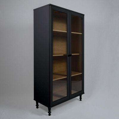 Armário Multiuso 2 Portas De Vidro Ditália E-957 Preto