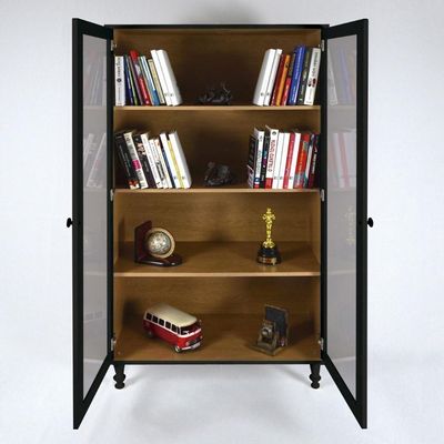 Armário Multiuso 2 Portas De Vidro Ditália E-957 Preto