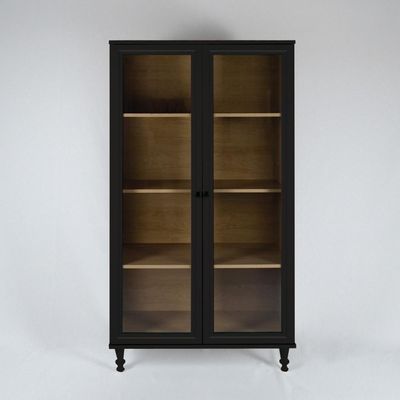 Armário Multiuso 2 Portas De Vidro Ditália E-957 Preto