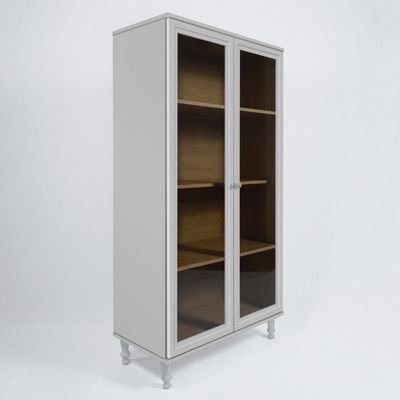 Armário Multiuso 2 Portas De Vidro Ditália E-957 Cinza
