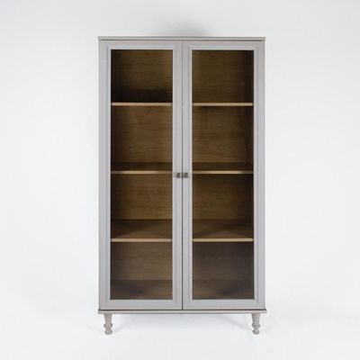 Armário Multiuso 2 Portas De Vidro Ditália E-957 Cinza