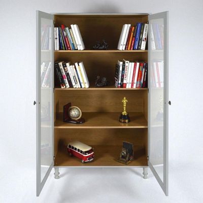 Armário Multiuso 2 Portas De Vidro Ditália E-957 Cinza