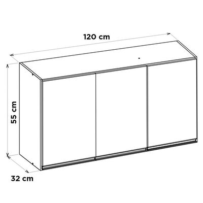 Kit Com 02 Armários Aéreo 120cm E 60cm 100% Mdf Preto