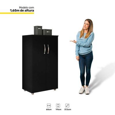 Armário Organizador Multiuso Rosana 2 Portas Preto - Abmaza