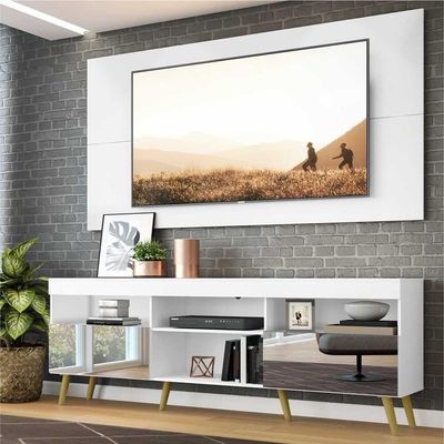 Rack Com Painel E Suporte Tv 65" Espelho Multimóveis V3142