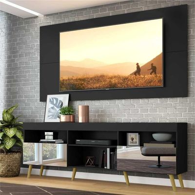 Rack Com Painel E Suporte Tv 65" Espelho Multimóveis V3142