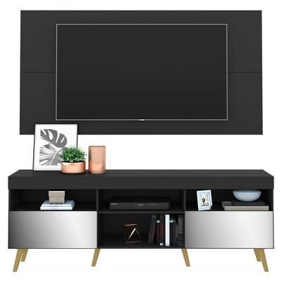 Rack Com Painel E Suporte Tv 65" Espelho Multimóveis V3142