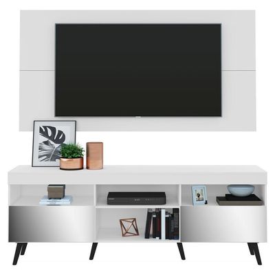 Rack Com Painel E Suporte Tv 65" Espelho Multimóveis V3142
