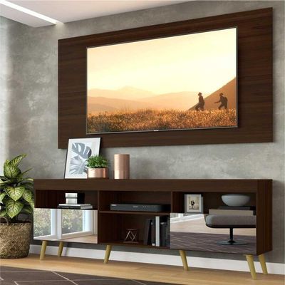 Rack Com Painel E Suporte Tv 65" Espelho Multimóveis V3142