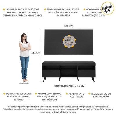 Rack Com Painel E Suporte Tv 65" Multimóveis V3134