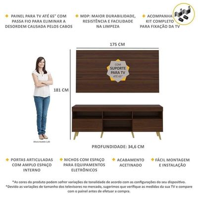 Rack Com Painel E Suporte Tv 65" Retrô Multimóveis V3134