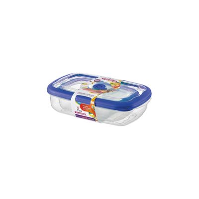 Conjunto de Potes Sanremo Flor em Plástico com Tampa Azul Retangular com 3 Peças UNICA