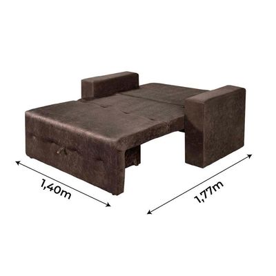 Sofá-cama Pratik 5000 Mamflex Marrom Suede Amassado Marrom
