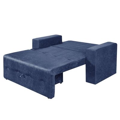 Sofá-cama 2 Lugares Pratik 5000 Mamflex Azul Suede Amassado Azul
