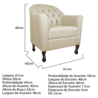 Kit Diva Recamier Diana 160cm Lado Direito e 02 Poltronas Julia Linho Bege