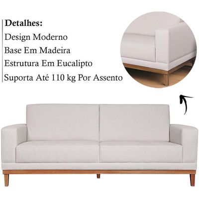 Sofa 2 Lugares 160 Cm Crons Linho Bege Vazzano Bege