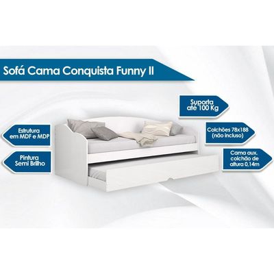 Colchão Solteiro Physical Ortobom (2un) + Sofá Cama Funny II c/ Auxiliar Branco