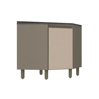 Gabinete de Cozinha Modulado Balcão Canto Oblíquo Connect 1 Porta c/ Tampo Duna/Cristal - Henn