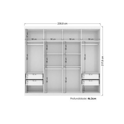 Cama Box Casal + Colchão Classic + Guarda Roupa Master Vip 8.4 Branco