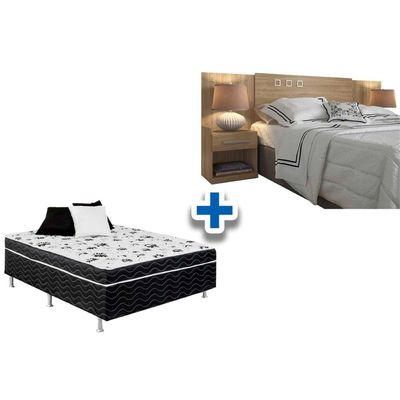 Cama Box Casal Conjugada Ortopédico + Cabeceira Plus Jatoba/Atacama