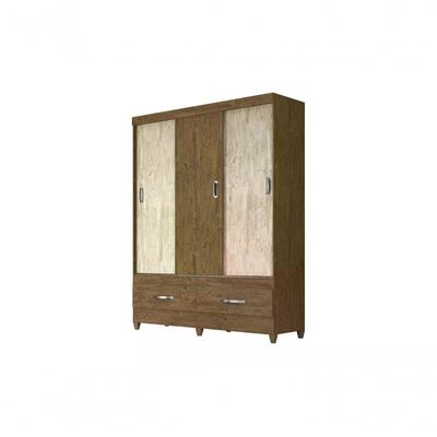 Guarda Roupa 3 Portas Deslizantes C/Avelã Flex Castanho