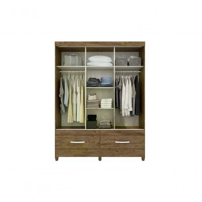 Guarda Roupa 3 Portas Deslizantes C/Avelã Flex Castanho