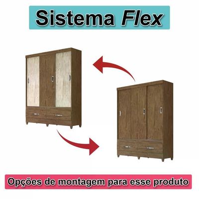 Guarda Roupa 3 Portas Deslizantes C/Avelã Flex Castanho