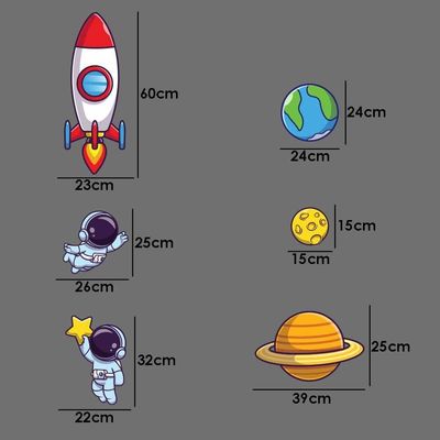 Adesivo De Parede Decorativo Astronauta Foguete Estrelas