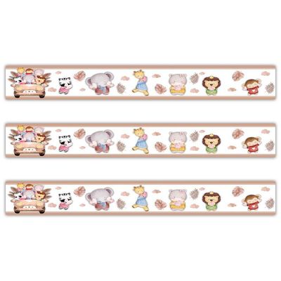 Kit 3 Faixas Decorativas Papel Parede Infantil Animais Carro