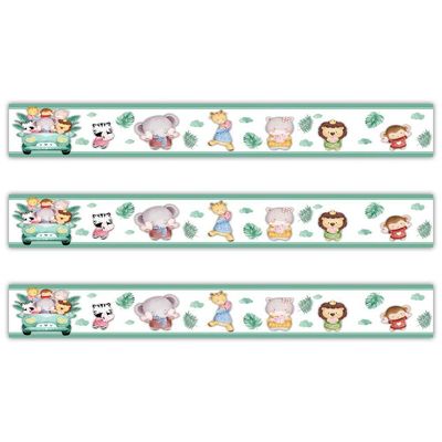 Kit 3 Faixas Decorativas Papel Parede Infantil Animais Carro
