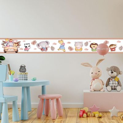 Kit 3 Faixas Decorativas Papel Parede Infantil Animais Carro