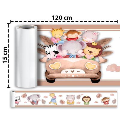 Kit 3 Faixas Decorativas Papel Parede Infantil Animais Carro