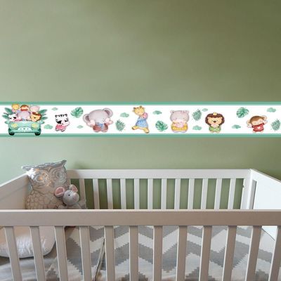 Kit 3 Faixas Decorativas Papel Parede Infantil Animais Carro